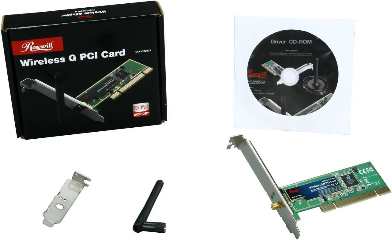 Alt view image 5 of 5 - Rosewill RNX-G300LX - Wireless WRT54 Wi-Fi Adapter - IEEE 802.11b/g, Up to 54 Mbps Data Rate, PCI Interface with 2 dBi Antenna
