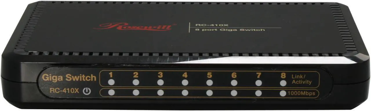 Alt view image 2 of 4 - Rosewill RC-410X 10/100/1000Mbps 8-Port Desktop Green Power Saving Switch/ Plastic shell 8 x RJ45 8K MAC Address Table 832 Kbits SRAM buffer memory