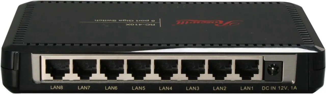 Alt view image 3 of 4 - Rosewill RC-410X 10/100/1000Mbps 8-Port Desktop Green Power Saving Switch/ Plastic shell 8 x RJ45 8K MAC Address Table 832 Kbits SRAM buffer memory
