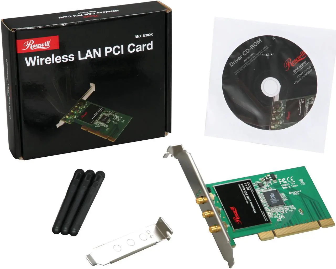 Alt view image 5 of 5 - Rosewill RNX-N300X IEEE 802.11b/g, IEEE 802.11n Draft 2.0 (PCI Interface) Wireless Adapter (2T3R) Up to 300Mbps Wireless Download Data Rates 64/128-Bit WEP, WPA PSK and WPA2 PSK (TKIP and AES)