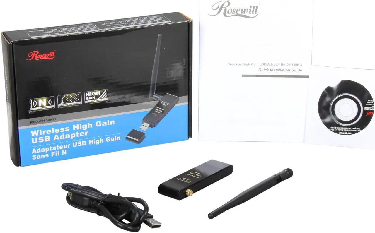Alt view image 6 of 6 - Rosewill RNX-N150HG - Wireless N150 Wi-Fi Adapter - IEEE 802.11b / 11g / 11n, (1T1R), Up to 150 Mbps Data Rates, USB 2.0 Interface, 4 dBi High Power Detachable Antenna
