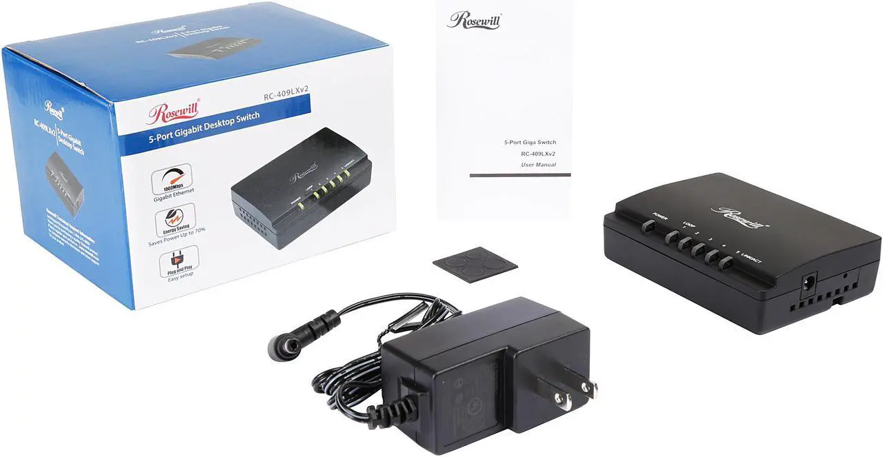 Alt view image 7 of 6 - Rosewill 5 Port Gigabit Network Switch / Ethernet Switch / Desktop Switch with 9K Jumbo Frame for Home and Small Business Users (RC-409LXv2)