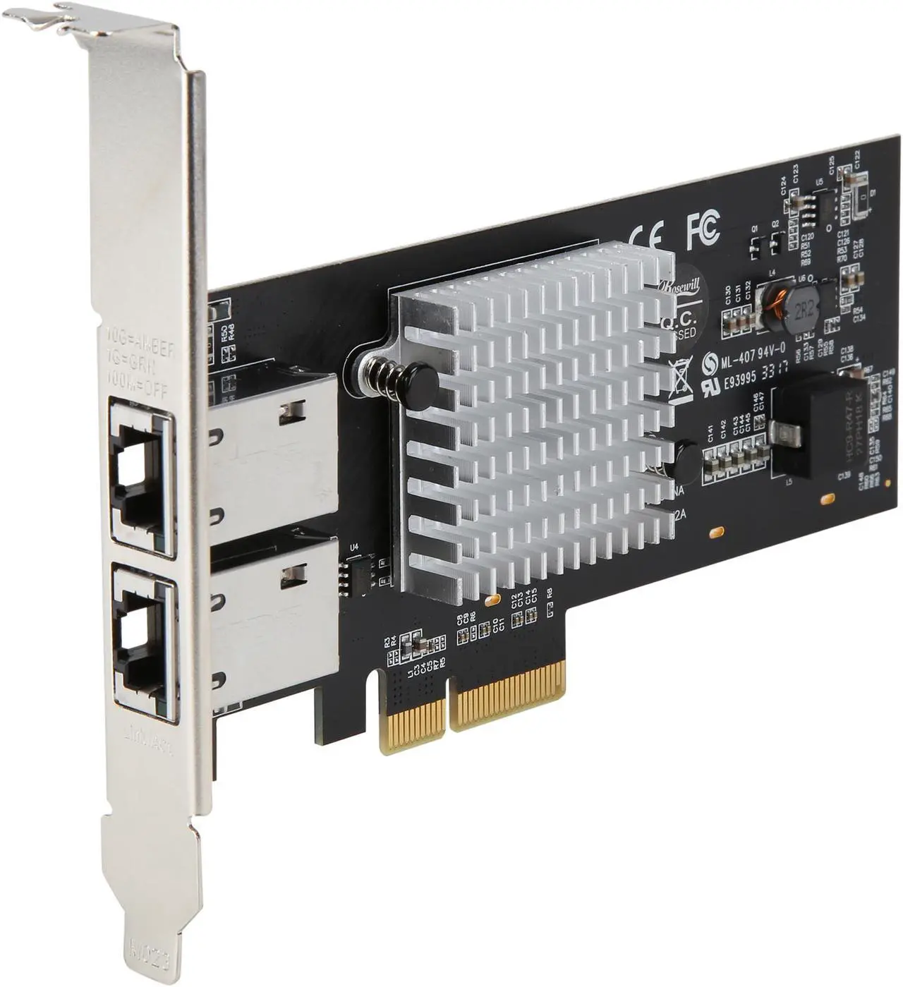 Main image of Rosewill 10G PCI Express Dual Port 10 Gigabit Ethernet Network Adapter, Intel X550-AT2 Chipset, 10GBASE-T 5-Speed Network Interface Card, 2 x RJ45 Ports, Low-Profile Bracket - RC-NIC416Dual