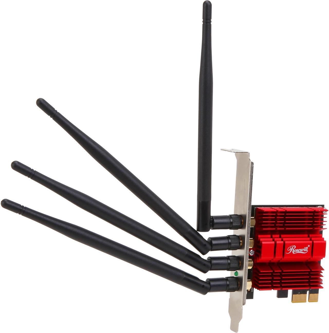 Main image of Rosewill RNX-AC1900PCEv2, Dual Band Wireless AC1900 Wi-Fi Adapter for Desktop, Up to 1300 Mbps (5.0 GHz) + 600 Mbps (2.4 GHz) Wireless Data Rates, PCI-Express Interface, 4 x External Antennas