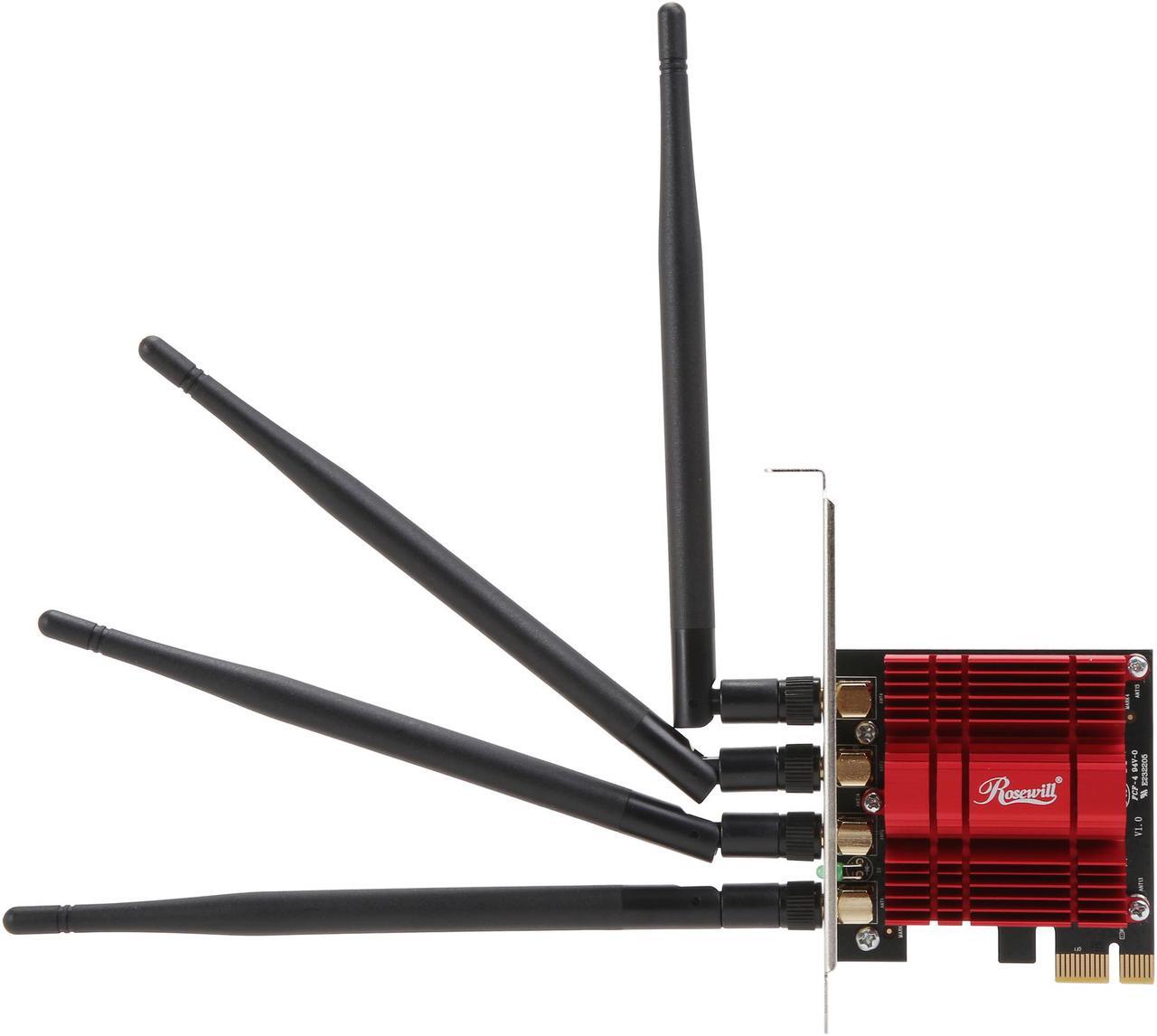 Alt view image 3 of 5 - Rosewill RNX-AC1900PCEv2, Dual Band Wireless AC1900 Wi-Fi Adapter for Desktop, Up to 1300 Mbps (5.0 GHz) + 600 Mbps (2.4 GHz) Wireless Data Rates, PCI-Express Interface, 4 x External Antennas