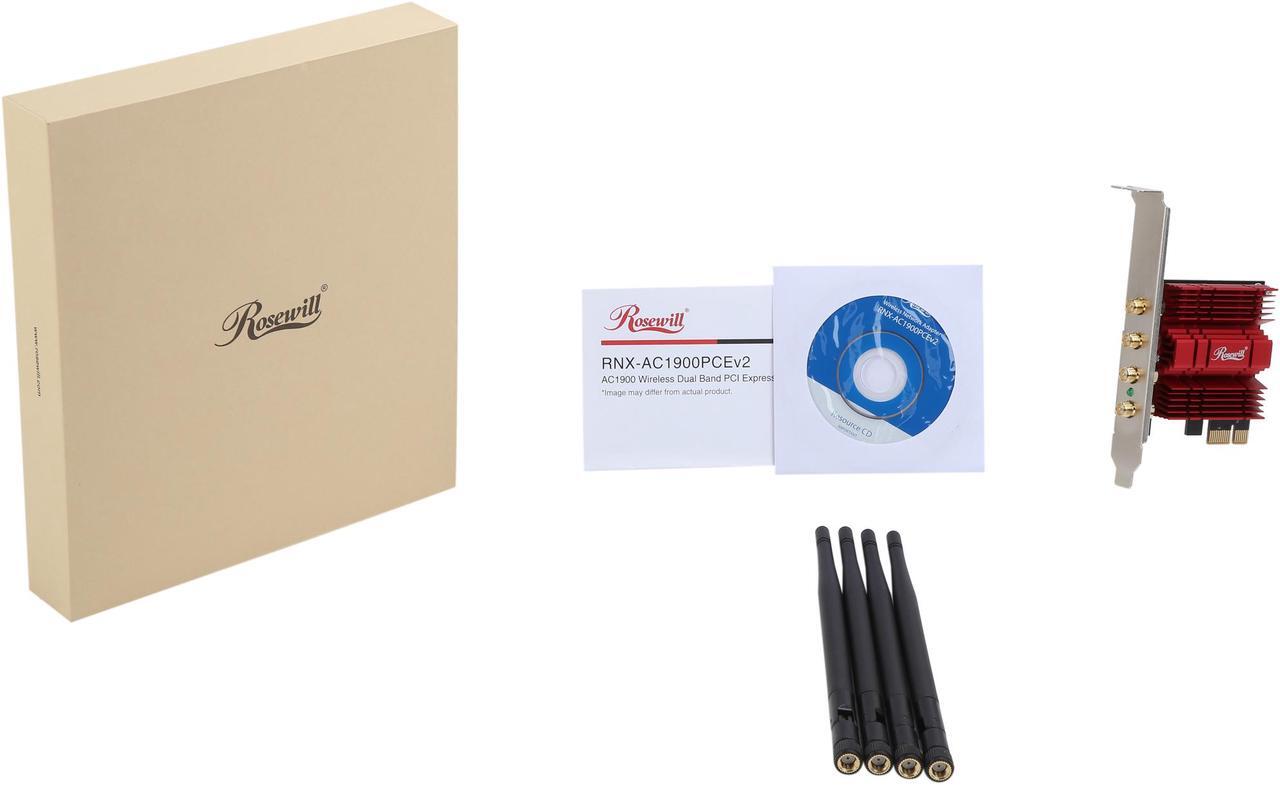 Alt view image 6 of 5 - Rosewill RNX-AC1900PCEv2, Dual Band Wireless AC1900 Wi-Fi Adapter for Desktop, Up to 1300 Mbps (5.0 GHz) + 600 Mbps (2.4 GHz) Wireless Data Rates, PCI-Express Interface, 4 x External Antennas