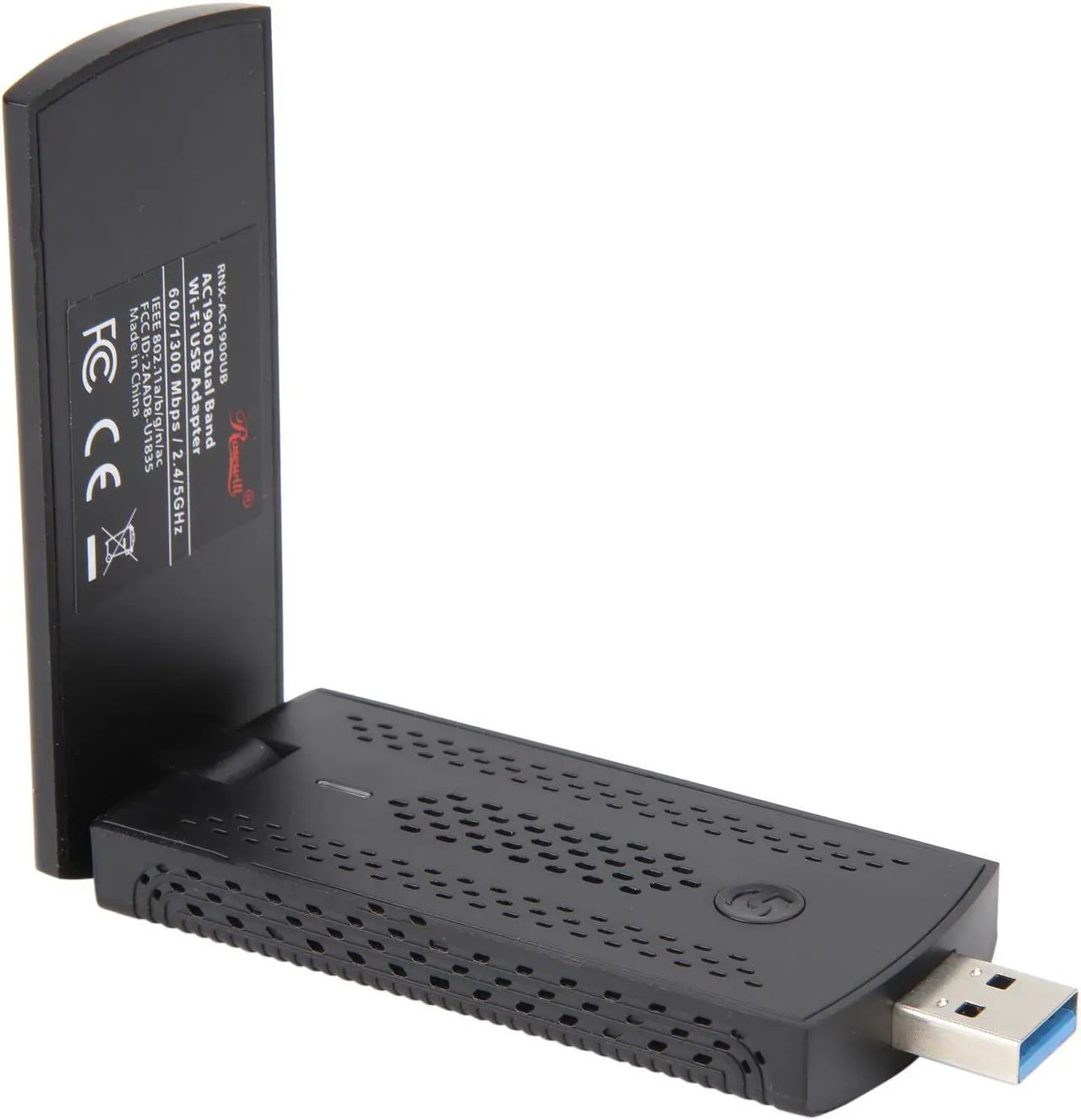 Alt view image 3 of 8 - Rosewill RNX-AC1900UB, AC1900 Dual Band, Wireless Wi-Fi USB 3.0 Adapter, IEEE 802.11ac, 5 GHz and 2.4 GHz (1300 Mbps / 600 Mbps), Advanced Heat Sink Design, 3 ft Extension Cable, Win 10 Compatible