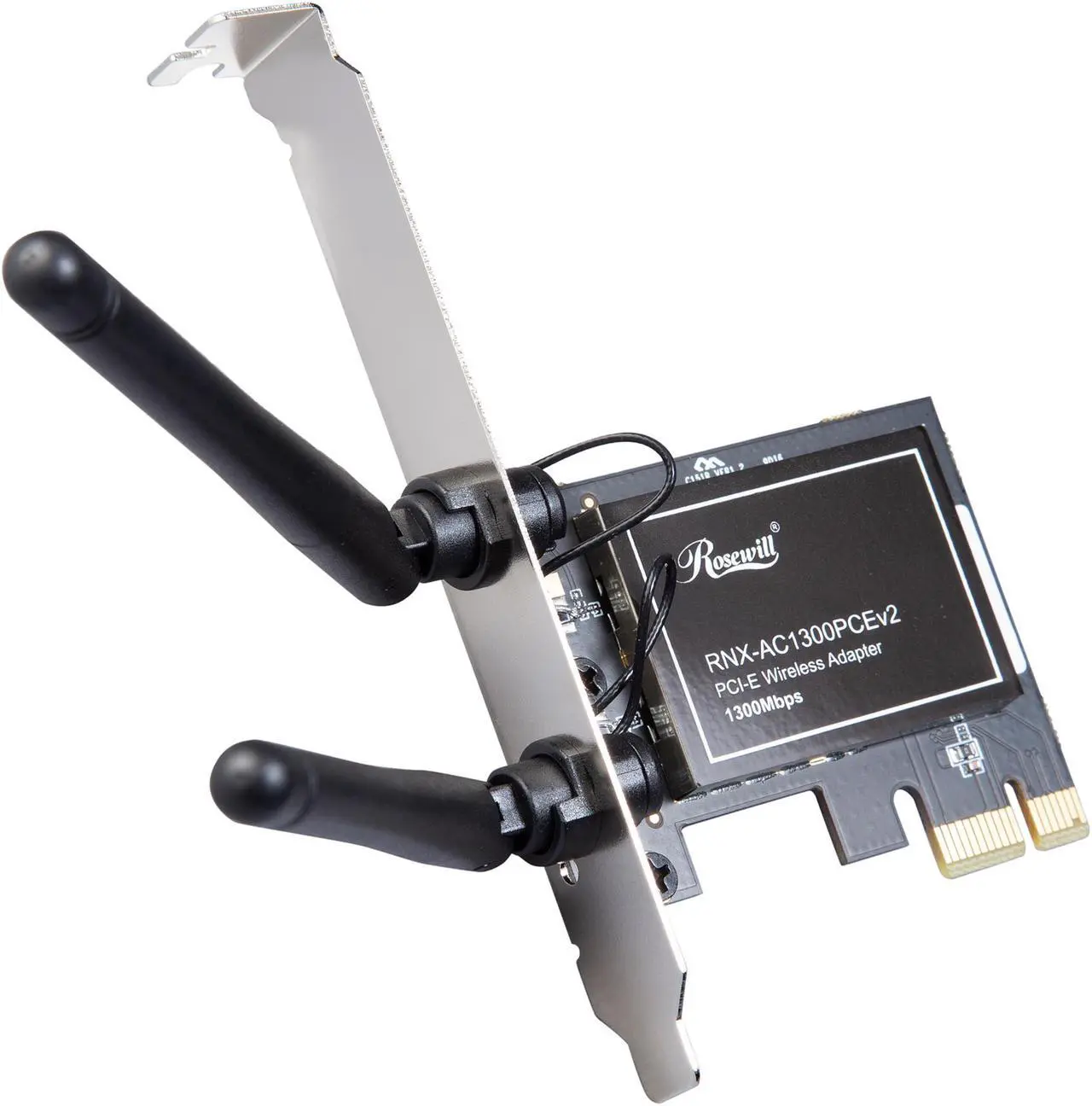 Main image of Rosewill RNX-AC1300PCEv2 PCIE Wi-Fi Card 1300Mbps Dual Band 5.8GHz/2.4GHz Wireless PCIE Adapter for PC Desktop, Support Windows 10