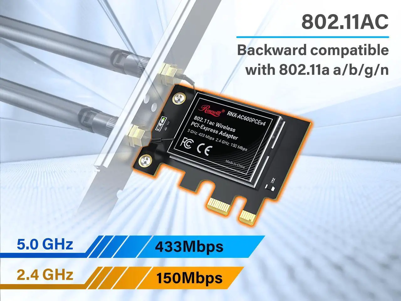 Alt view image 5 of 7 - Rosewill RNX-AC600PCEV4 PCI Express Wireless Dual Band Adapter