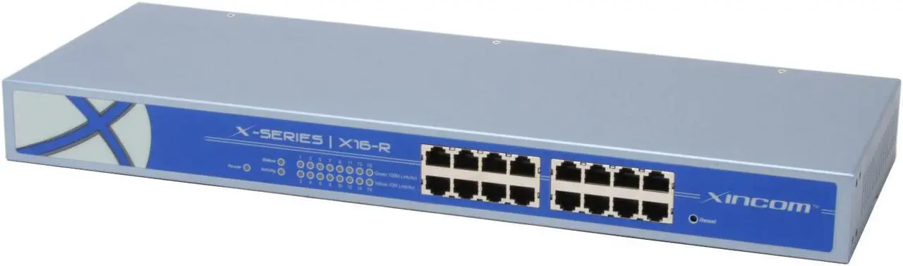 Main image of XiNCOM X16-R 80000 Simultaneous Sessions 90 Mbps WAN Ports: 2-8 RJ-45 ports (8 maximum) 10/100 Mbps
LAN Ports: 8-14 RJ-45 ports (14 maximum),10/100 Mbps Multi-WAN Broadband Firewall & Gateway