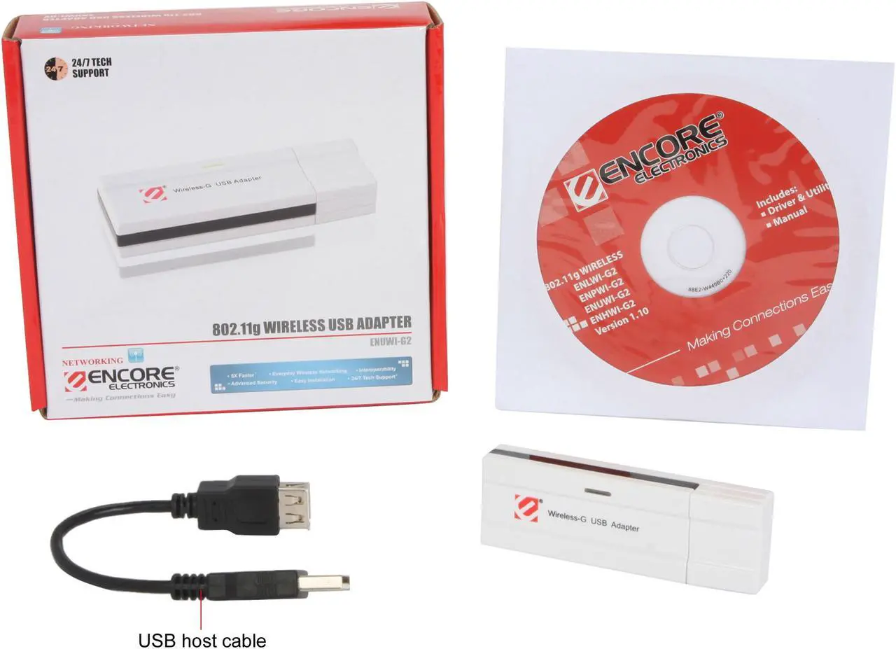Alt view image 4 of 4 - ENCORE ENUWI-G2 Wireless Adapter IEEE 802.11b/g USB 2.0 Up to 54Mbps Wireless Data Rates