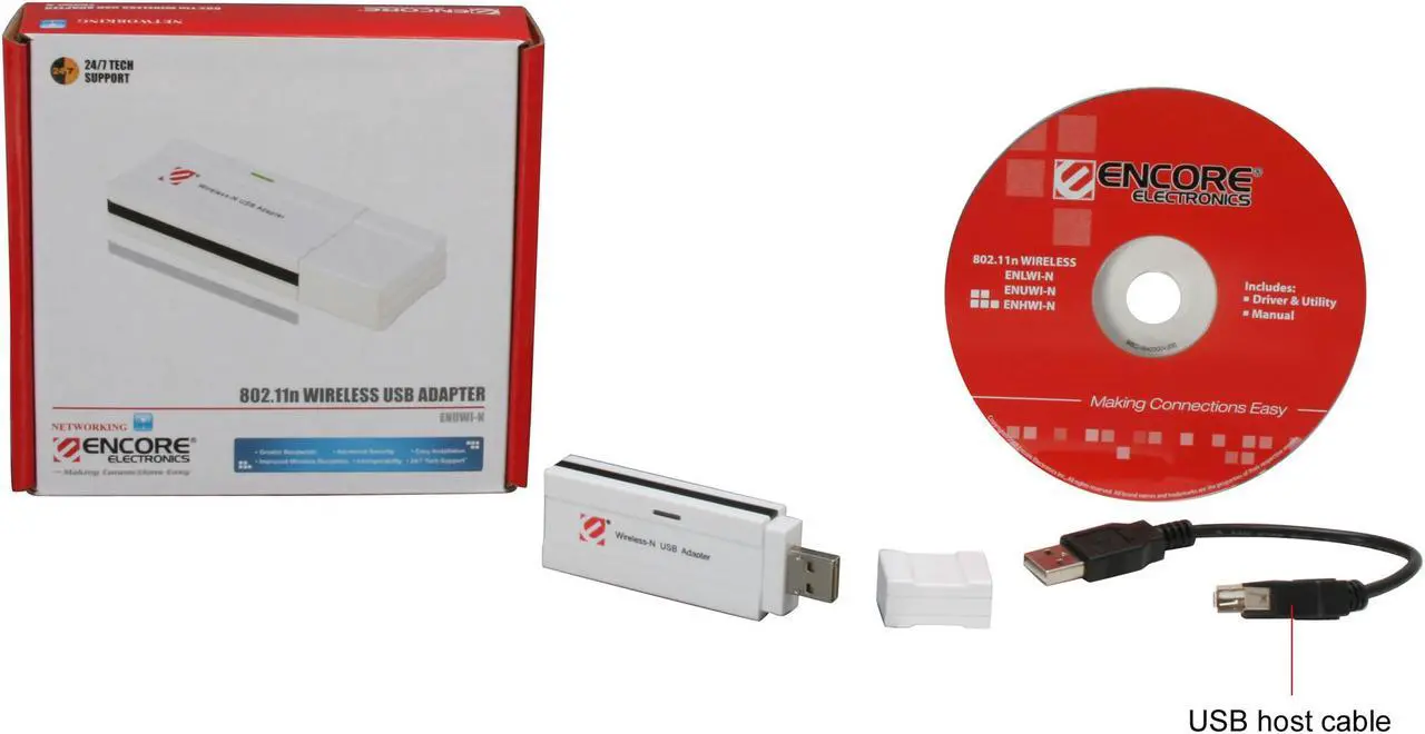 Alt view image 4 of 4 - ENCORE ENUWI-N 802.11n Wireless Adapter IEEE 802.11b/g, IEEE 802.11n Draft 2.0 USB 2.0 Up to 300Mbps Wireless Data Rates