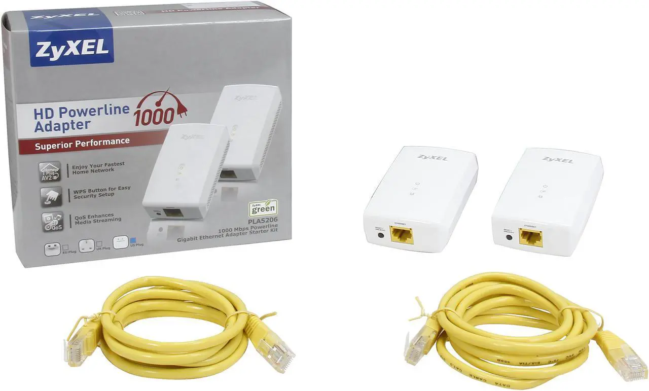 Alt view image 6 of 5 - ZyXEL PLA5206KIT HomePlug AV2 AV1000 Powerline Gigabit Ethernet Adapter, Up to 1000 Mbps