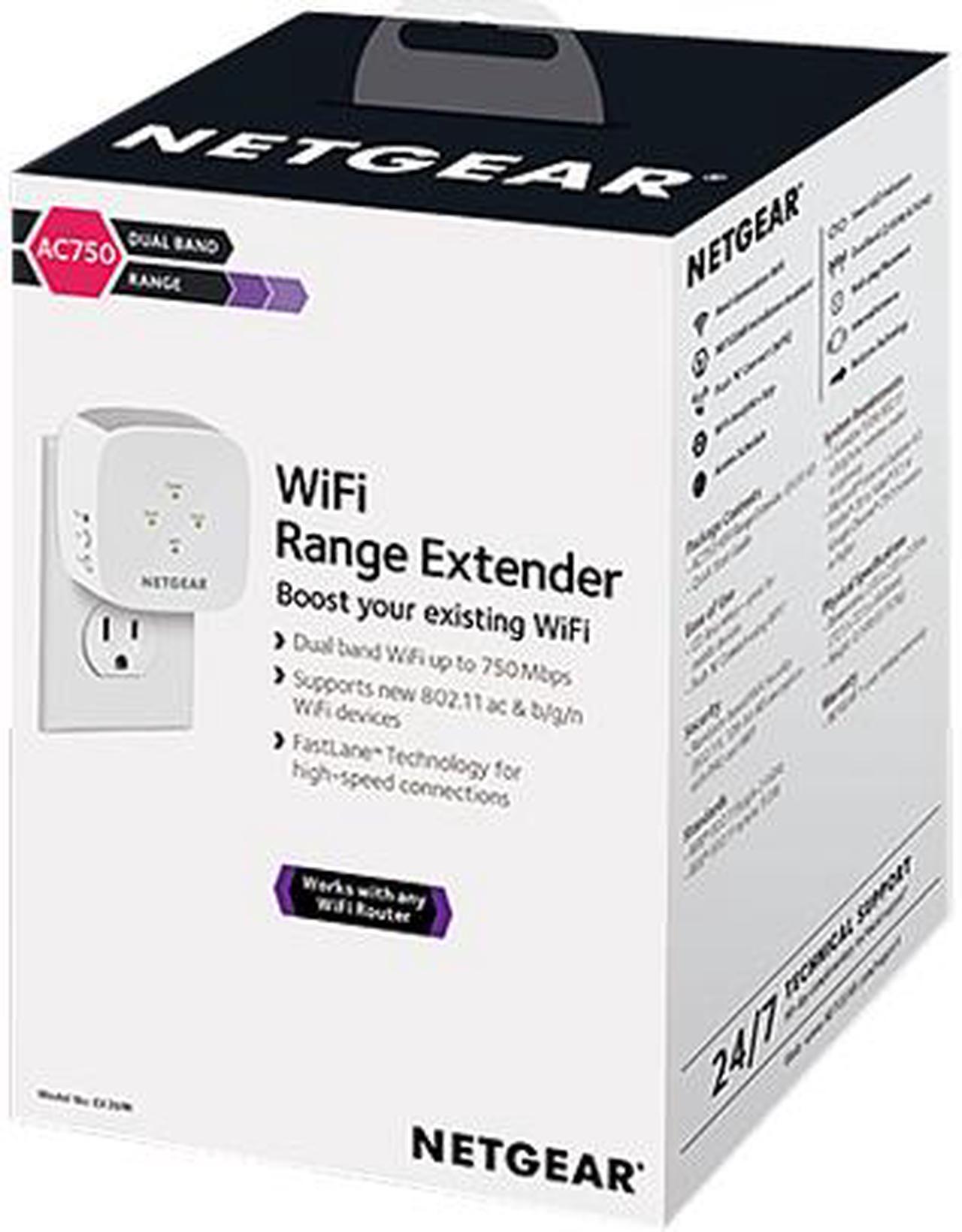 Alt view image 5 of 5 - Netgear EX2800-100CNS AC750 Dual-band WiFi Range Extender, 750Mbps, Wall-plug, Internal Antenna White, Coverage up to 1200 sq.ft. and 20 Devices