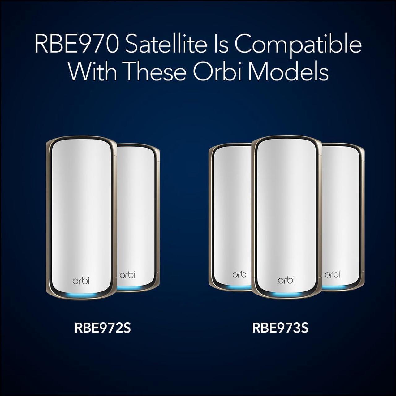 Alt view image 4 of 11 - NETGEAR Orbi 970 Series Quad-Band WiFi 7 Mesh Network System (RBE973S), Router + 2 Satellite Extenders, Security Features, Up to 27Gbps, Covers Up to 10,000 sq. ft., 200 Devices, 10 Gig Internet Port