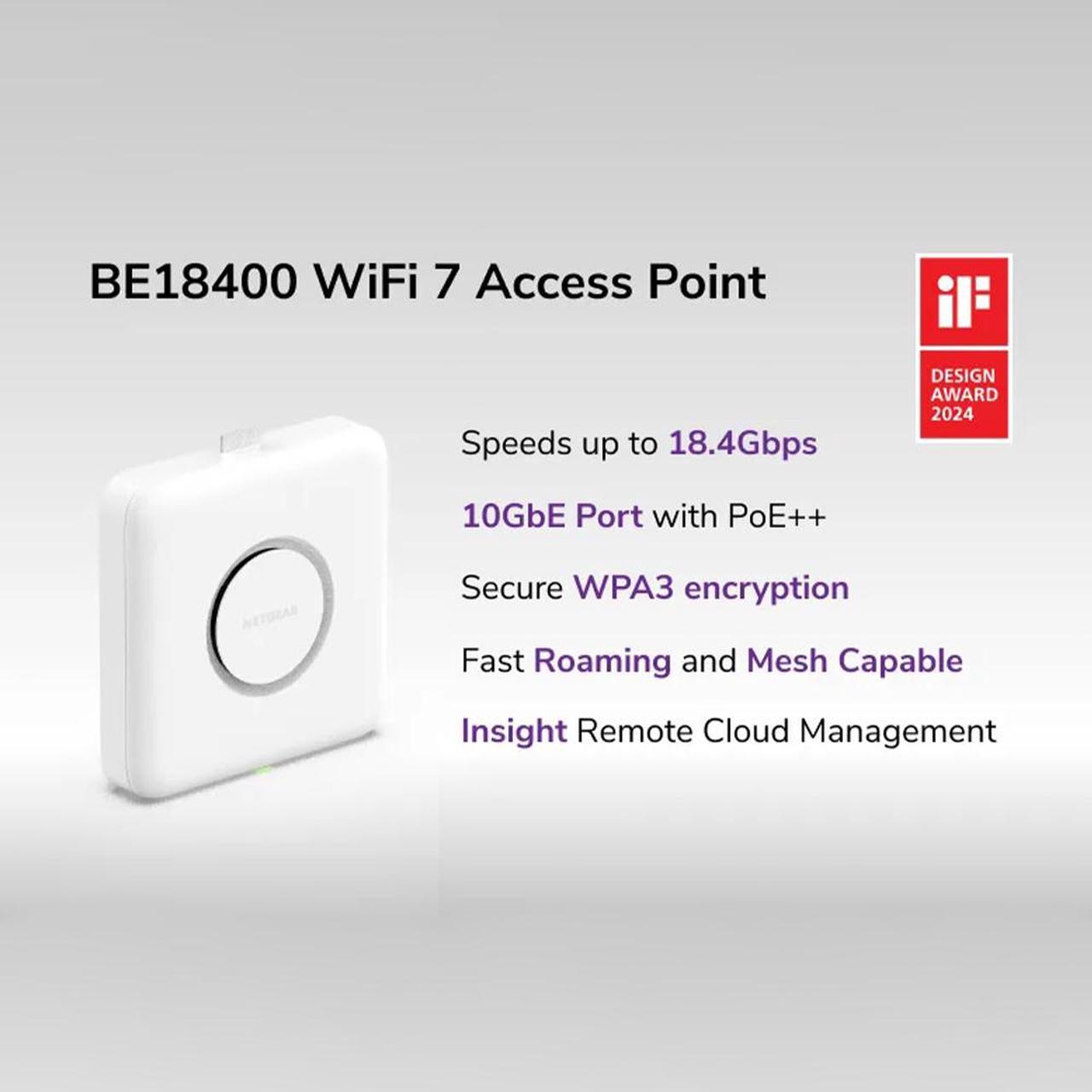Alt view image 2 of 5 - NETGEAR Tri-Band PoE 10G Insight Manageable WiFi 7 Access Point | WBE750
