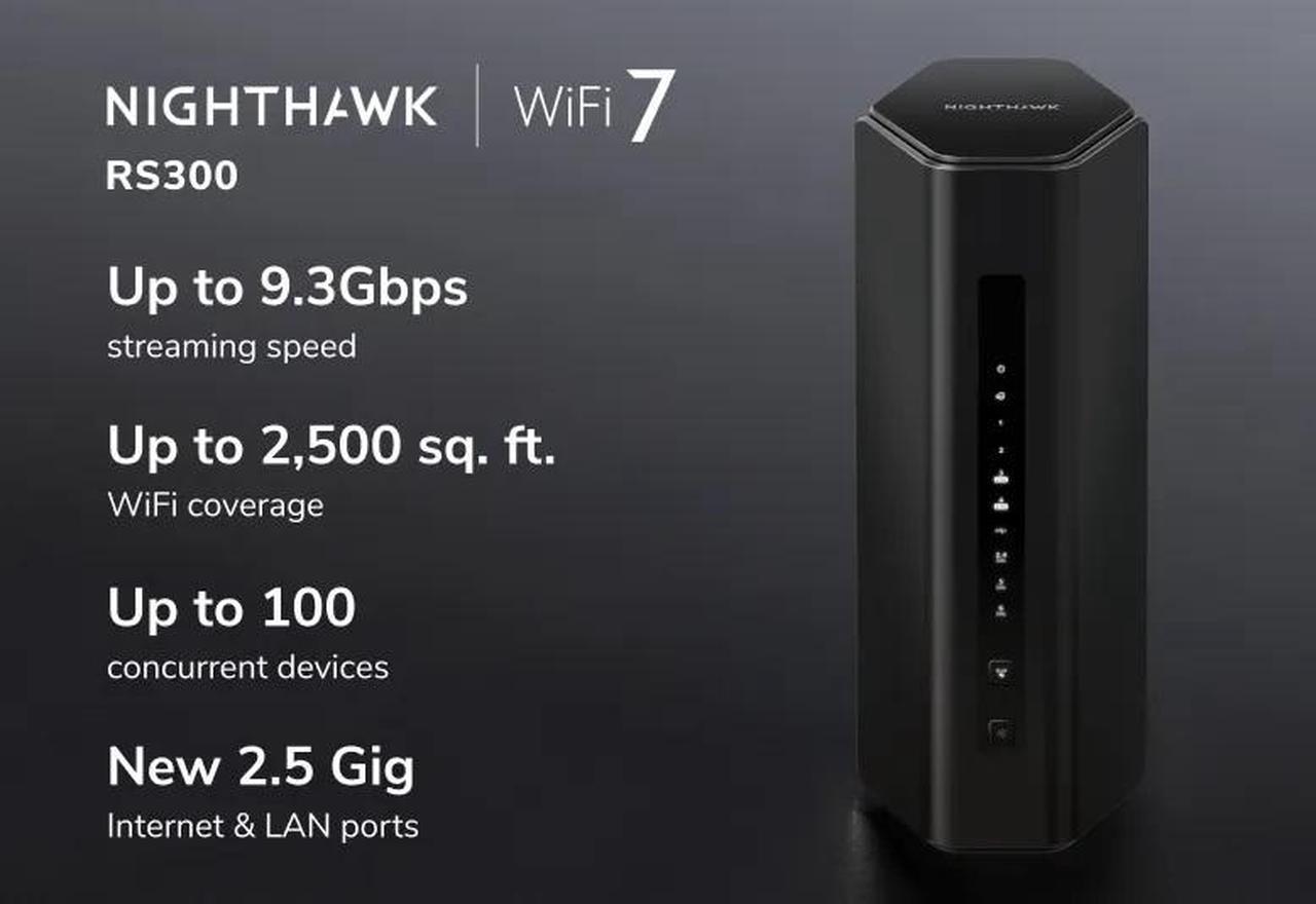 Alt view image 2 of 6 - Netgear Nighthawk WiFi 7 Router RS300, 9.3Gbps