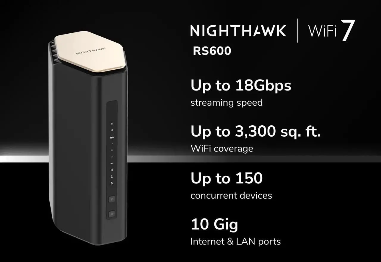 Alt view image 2 of 6 - NETGEAR Nighthawk WiFi 7 Router RS600, 18Gbps