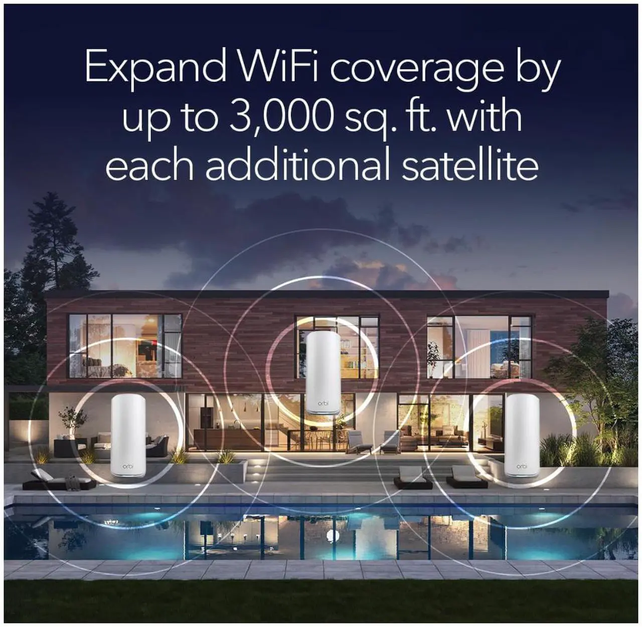 Alt view image 4 of 7 - NETGEAR Orbi 870 Series (RBE870) Tri-Band WiFi 7 Mesh Add-on Satellite – Works with Orbi RBE872 and RBE873 – Security Features, Adds Coverage Up to 3,000 Sq. Ft. - BE21000 802.11be (Up to 21 Gbps)