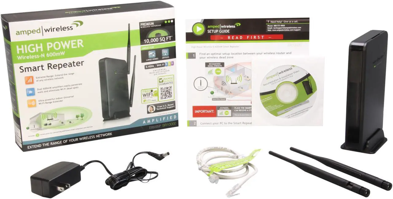 Alt view image 5 of 5 - Amped Wireless SR10000 High Power Wireless-N 600mW Range Extender and Smart Repeater