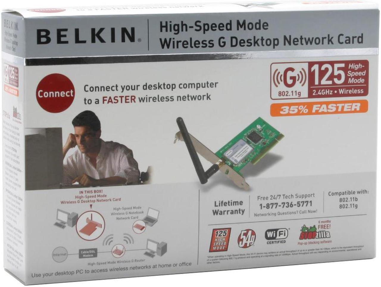 Alt view image 6 of 7 - BELKIN F5D7001 Wireless G Plus Network Card IEEE 802.11b/g PCI Up to 125Mbps Wireless Data Rates