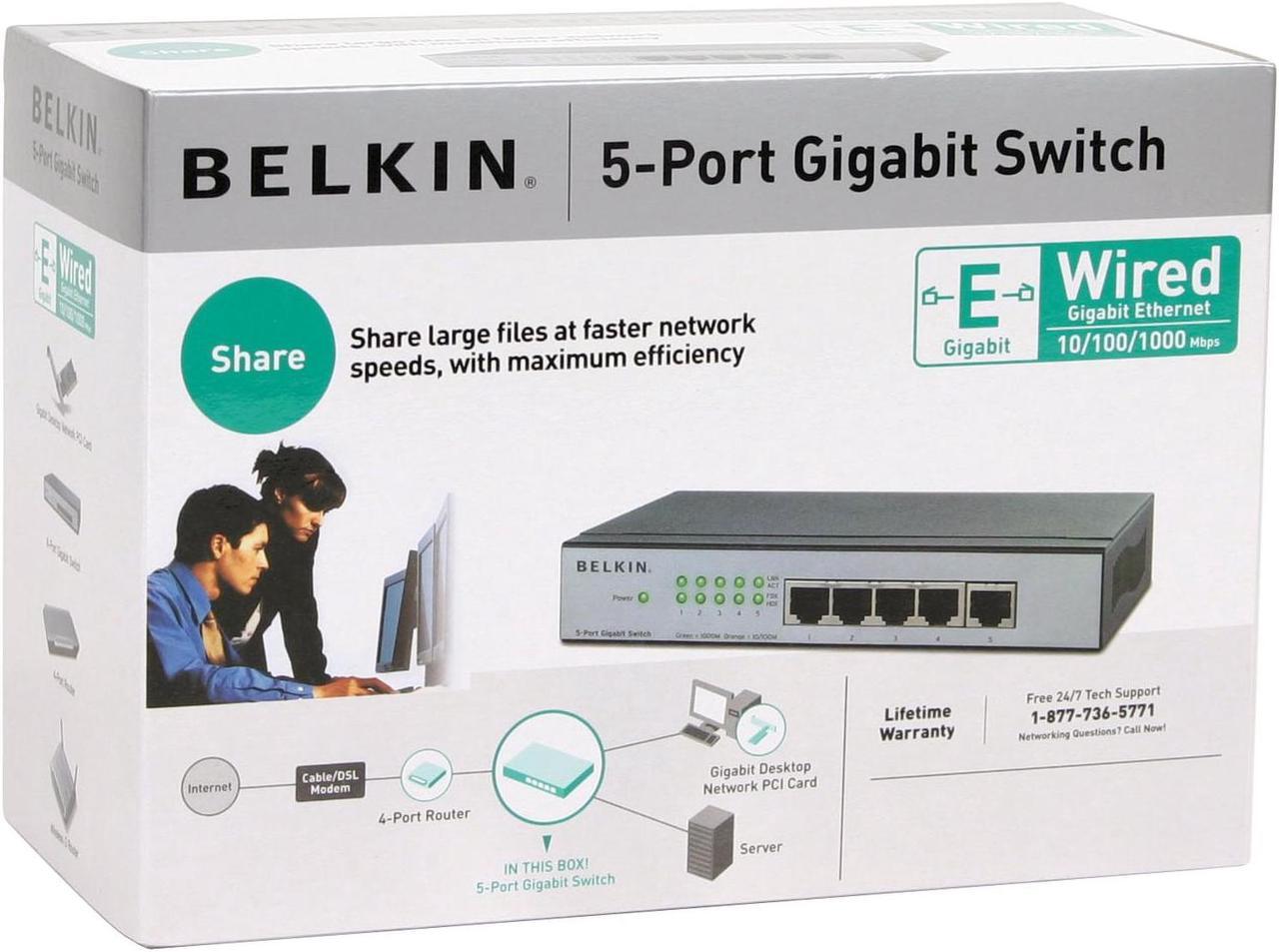 Alt view image 5 of 5 - BELKIN F5D5141-5 5-Port Gigabit Switch