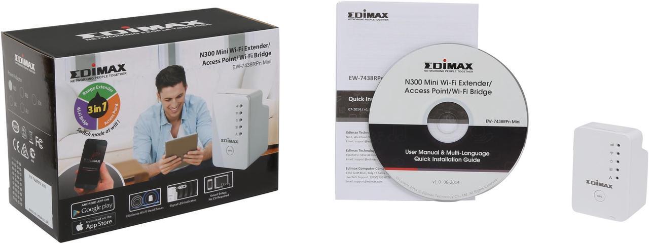Alt view image 6 of 6 - EDIMAX EW-7438RPn Mini N300 Mini Wi-Fi Extender/Access Point/Wi-Fi Bridge
