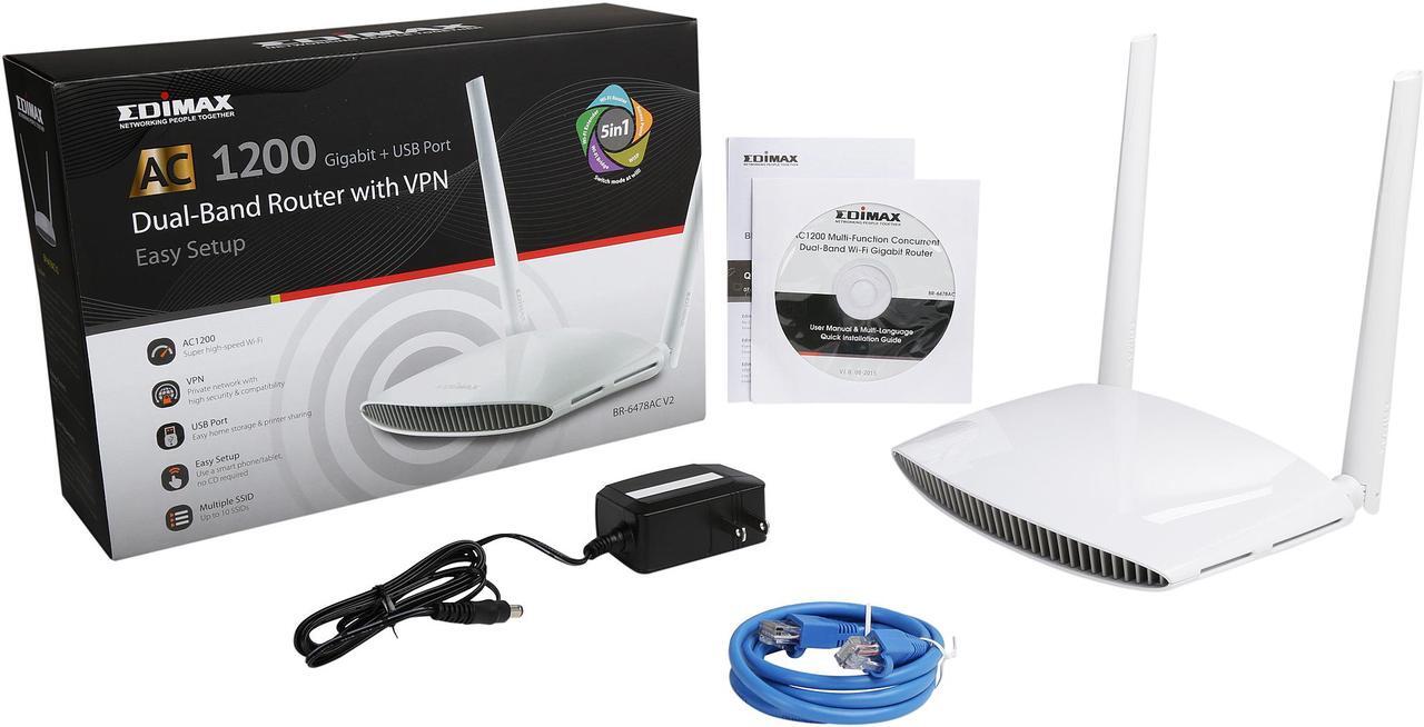 Alt view image 7 of 6 - EDIMAX BR-6478AC V2 AC1200 Gigabit Dual-Band Wi-Fi Router with USB Port & VPN