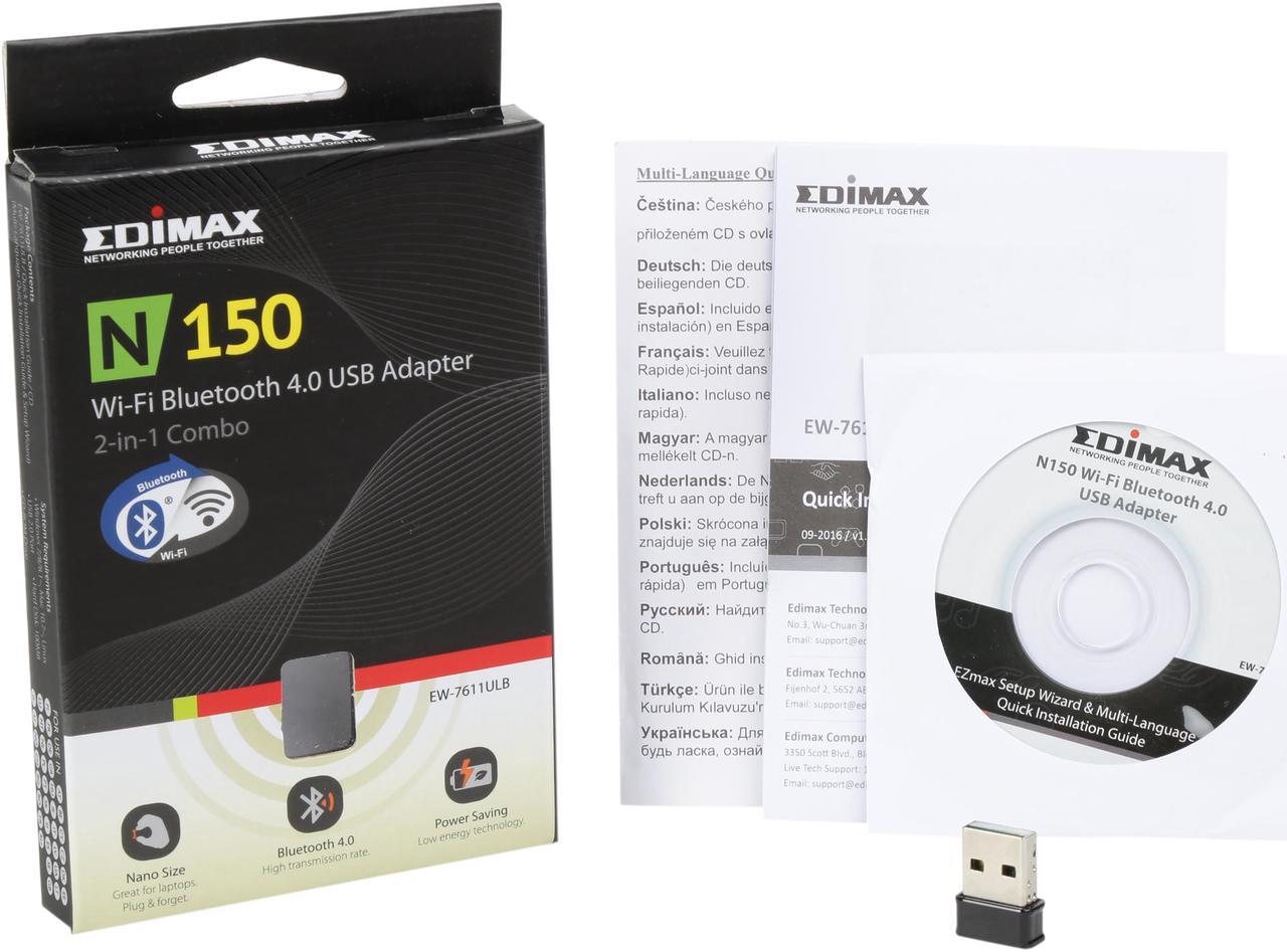 Edimax EW-7611ULB 2-in-1 N150 Wi-Fi & Bluetooth 4.0 Nano USB Adapter