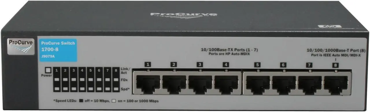 Alt view image 2 of 4 - HP J9079A Managed ProCurve 1700-8 Switch