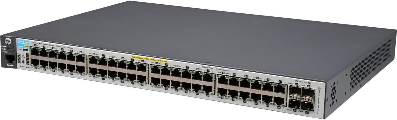 HPE Aruba 2530-48G-PoE+ - Switch - Managed - 48 x 10/100/1000 (PoE+) + 4 x Gigabit SFP - Desktop, Rack-mountable, Wall-mountable - PoE+ (J9772A#ABA)