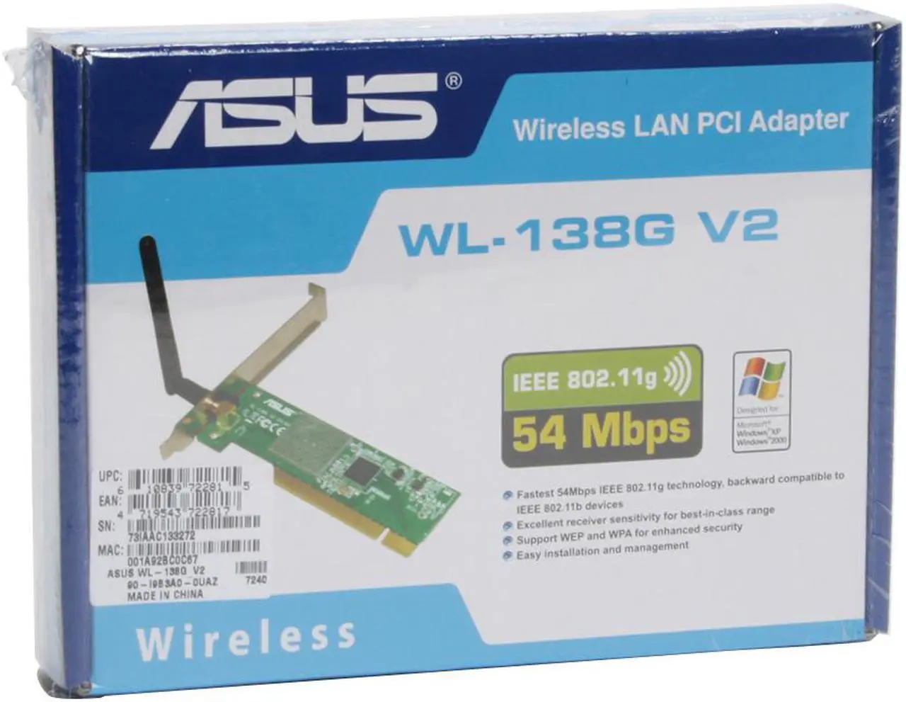 Alt view image 5 of 5 - ASUS WL-138g V2 Wireless Adapter IEEE 802.11b/g PCI Up to 54Mbps Wireless Data Rates