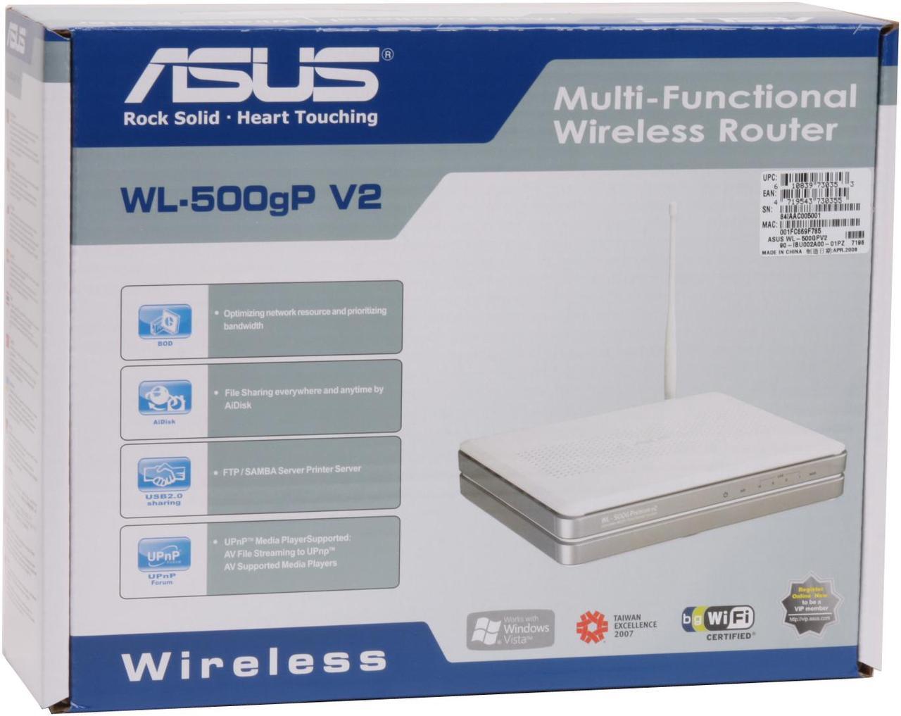 Alt view image 8 of 8 - ASUS WL-500GP V2 802.11b/g Multi-Functional Wireless Router with x2 USB Plug-N-Share hard drive function and Print Server Function
