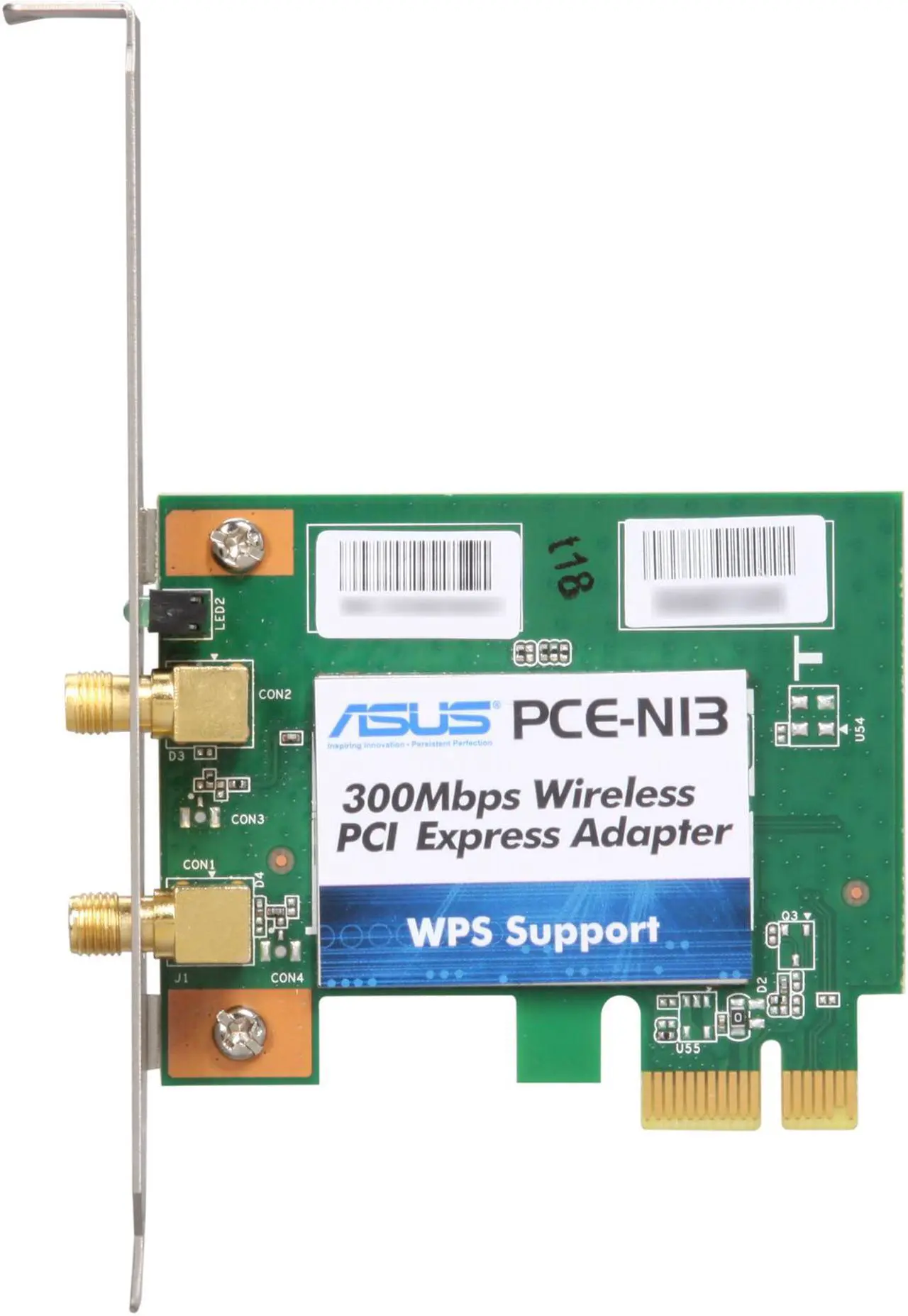 Alt view image 3 of 5 - ASUS PCE-N13 Wireless Adapter IEEE 802.11b/g/n PCI Express 150/300Mbps Transfer/Receive Rate 64-bit/128-bit WEP, TKIP, and AES WI-Fi alliance WPA, WPA2