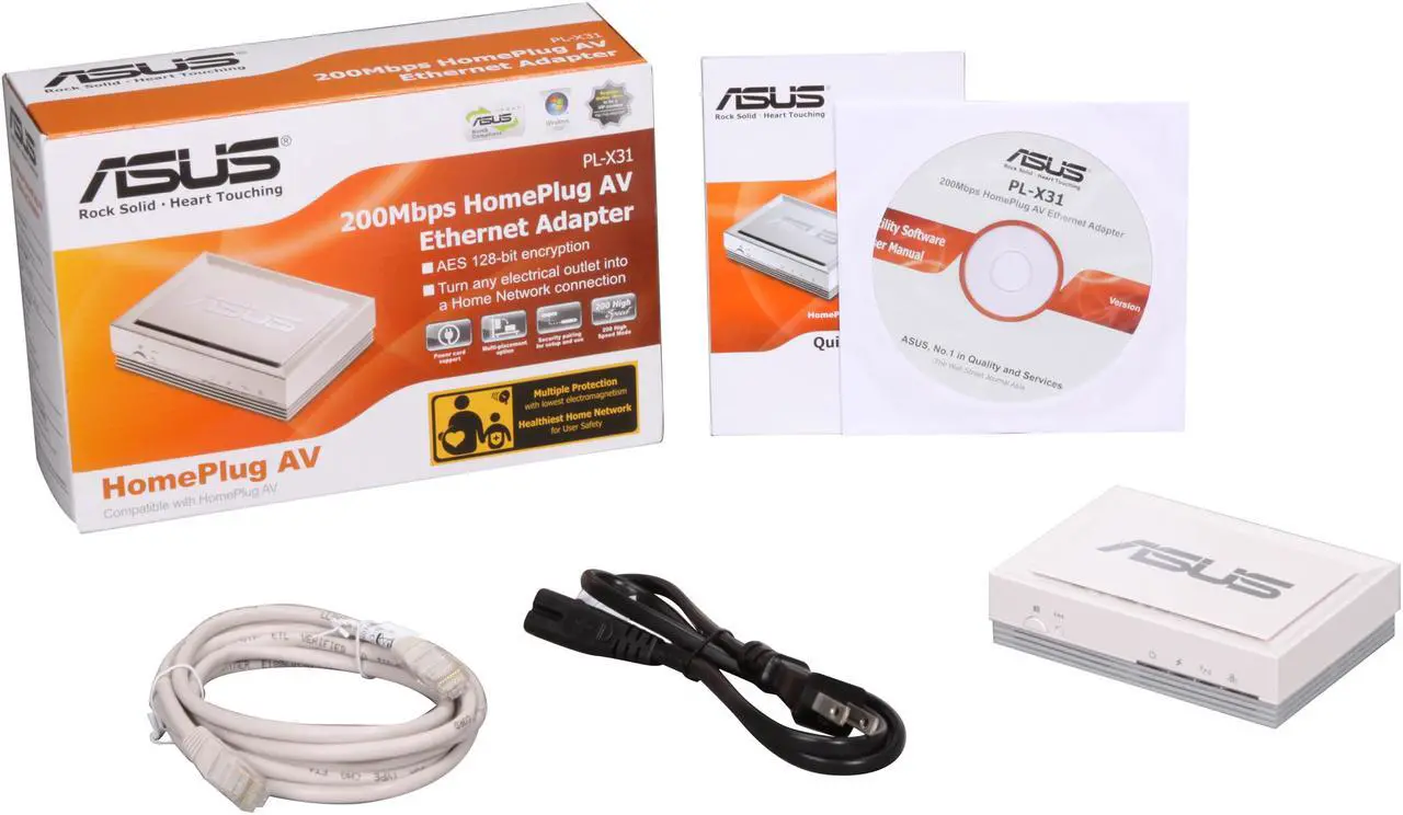 Alt view image 4 of 4 - ASUS PL-X31 Home Plug AV Ethernet Adapter Up to 200Mbps