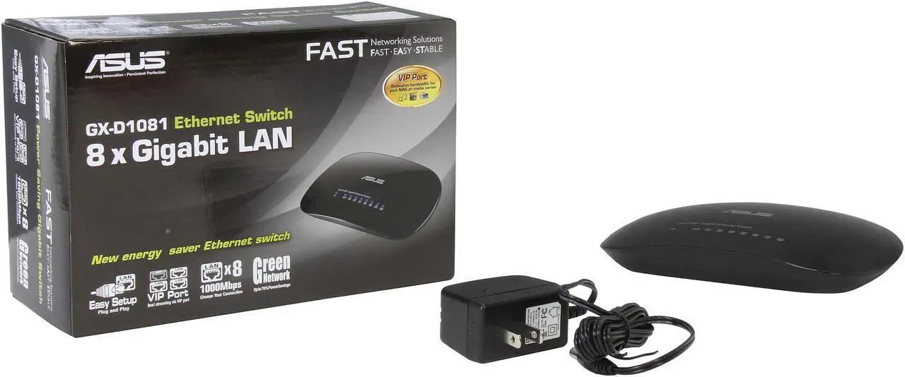 Alt view image 5 of 5 - ASUS GX-D1081 V3 Smart 8-Port Gigabit Desktop Switch with Green Network