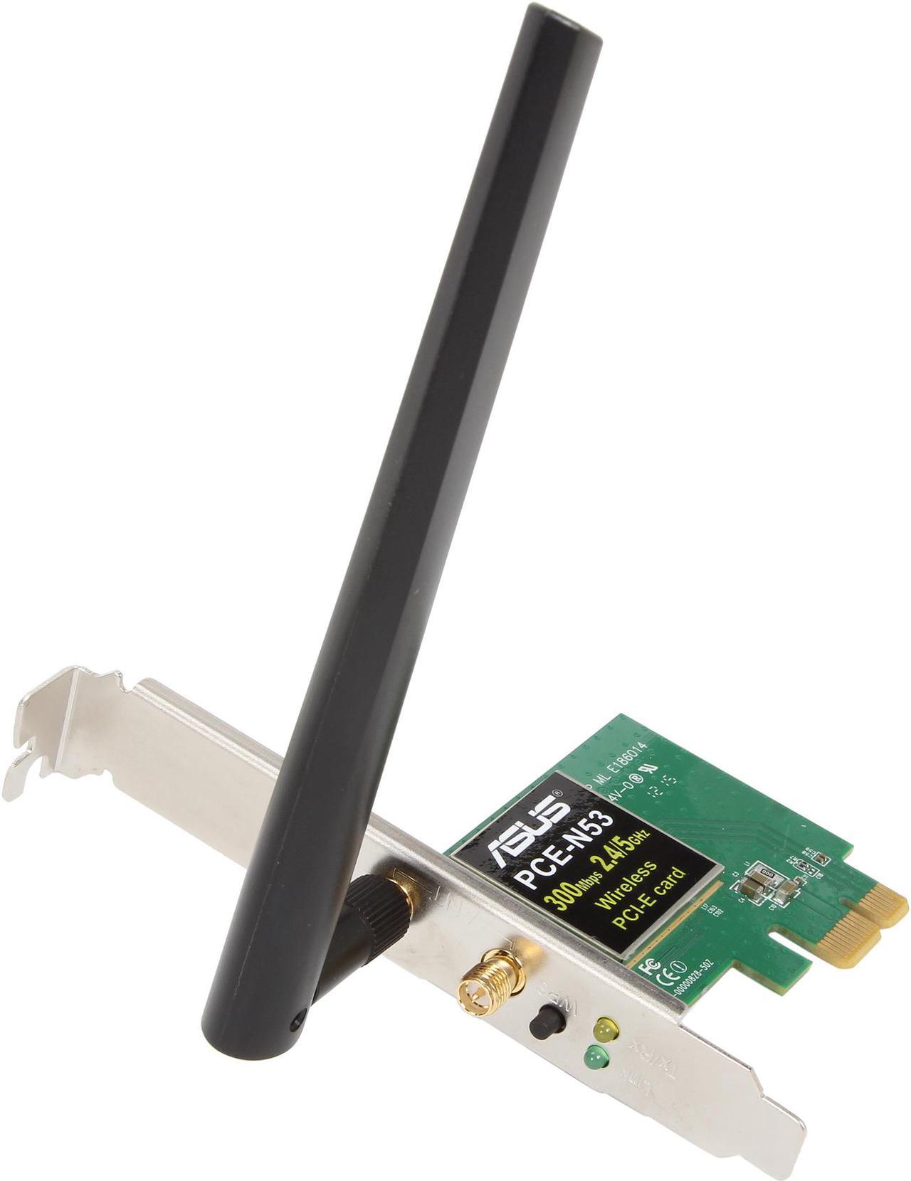Main image of ASUS PCE-N53 Dual-Band Wireless-N600 Adapter IEEE 802.11a/b/g/n PCI Express Up to 300Mbps downlink+300Mbps uplink Wireless Data Rates (Asus Certified)
