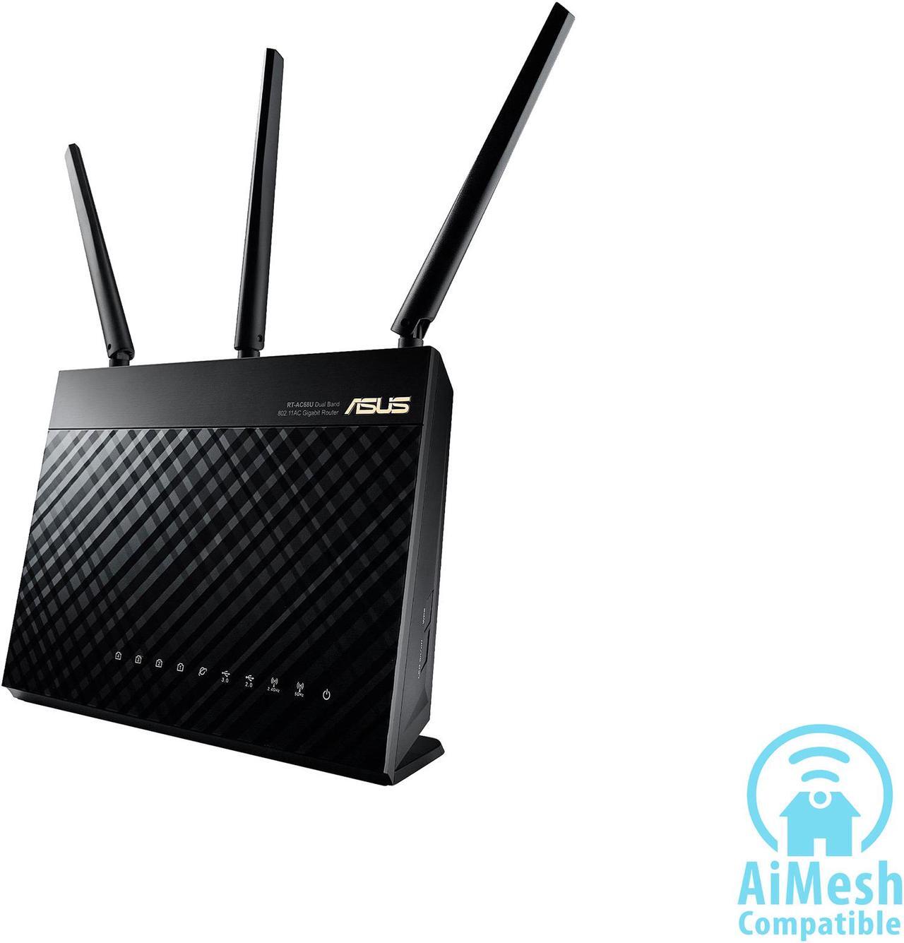 Alt view image 3 of 9 - ASUS AC1900 Wi-Fi Dual-band 3x3 Gigabit Wireless Router with AiProtection Network Security Powered by Trend Micro, AiMesh Whole Home Wi-Fi System Compatible (RT-AC68U)