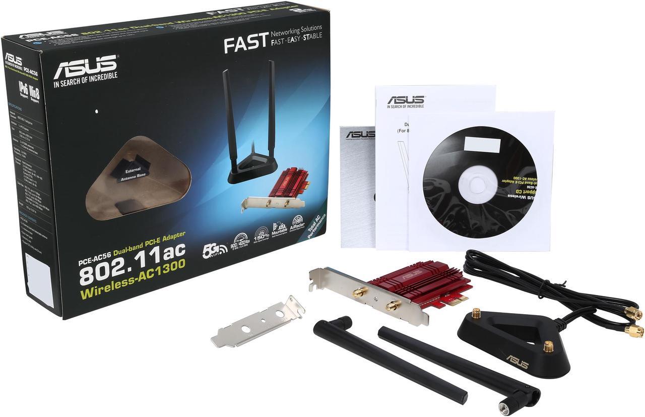 Alt view image 6 of 7 - ASUS PCE-AC56 2x2 802.11ac WiFi AC1300 PCIe Adapter