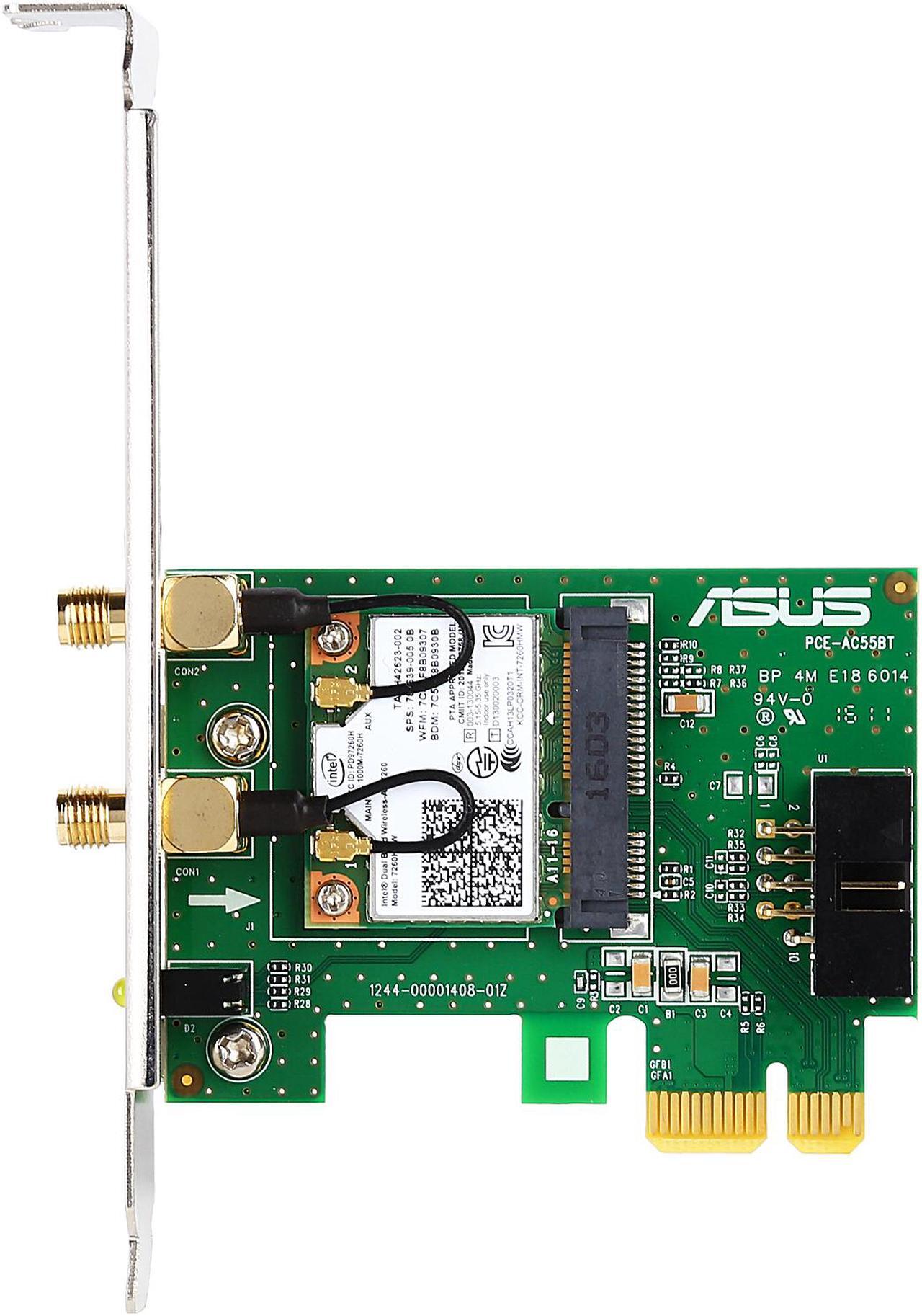 Alt view image 4 of 5 - ASUS PCE-AC55BT 802.11ac Wireless-AC1200 Bluetooth 4.0 PCIe / mPCIe adapter