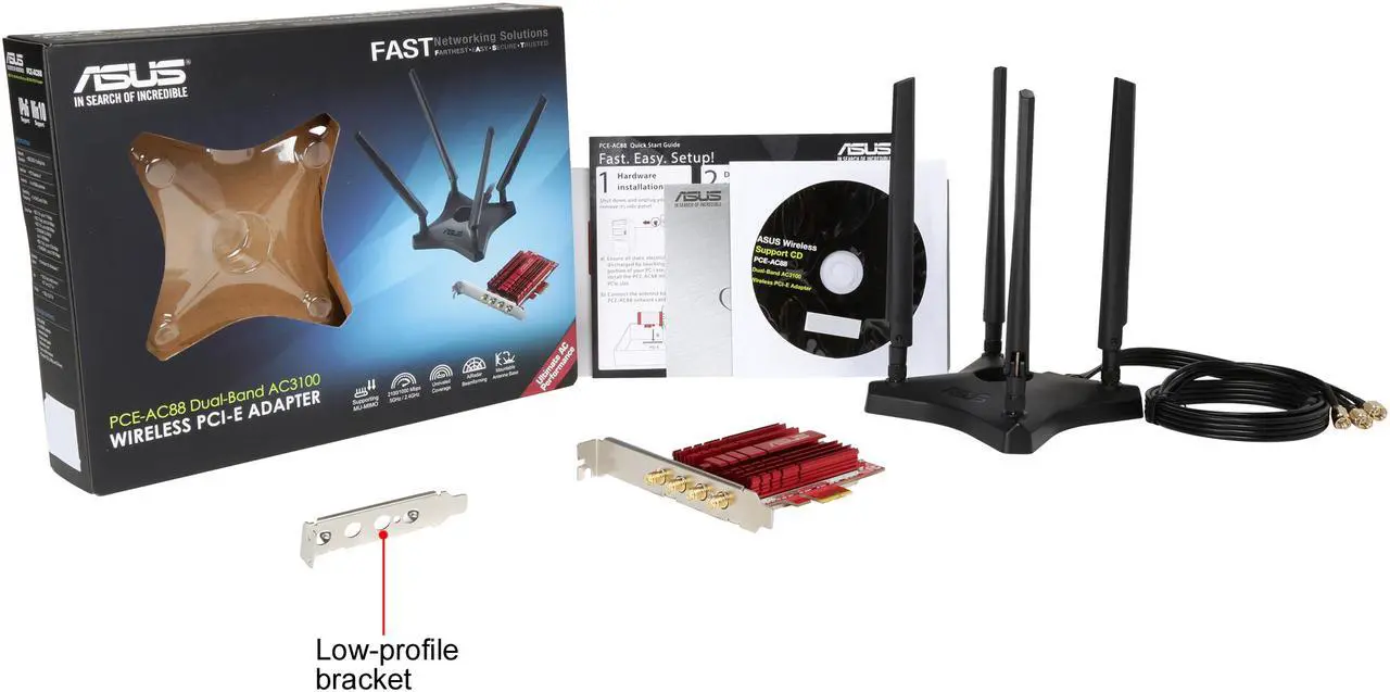 Alt view image 10 of 9 - ASUS PCE-AC88 AC3100 4x4 802.11AC PCIe Adapter