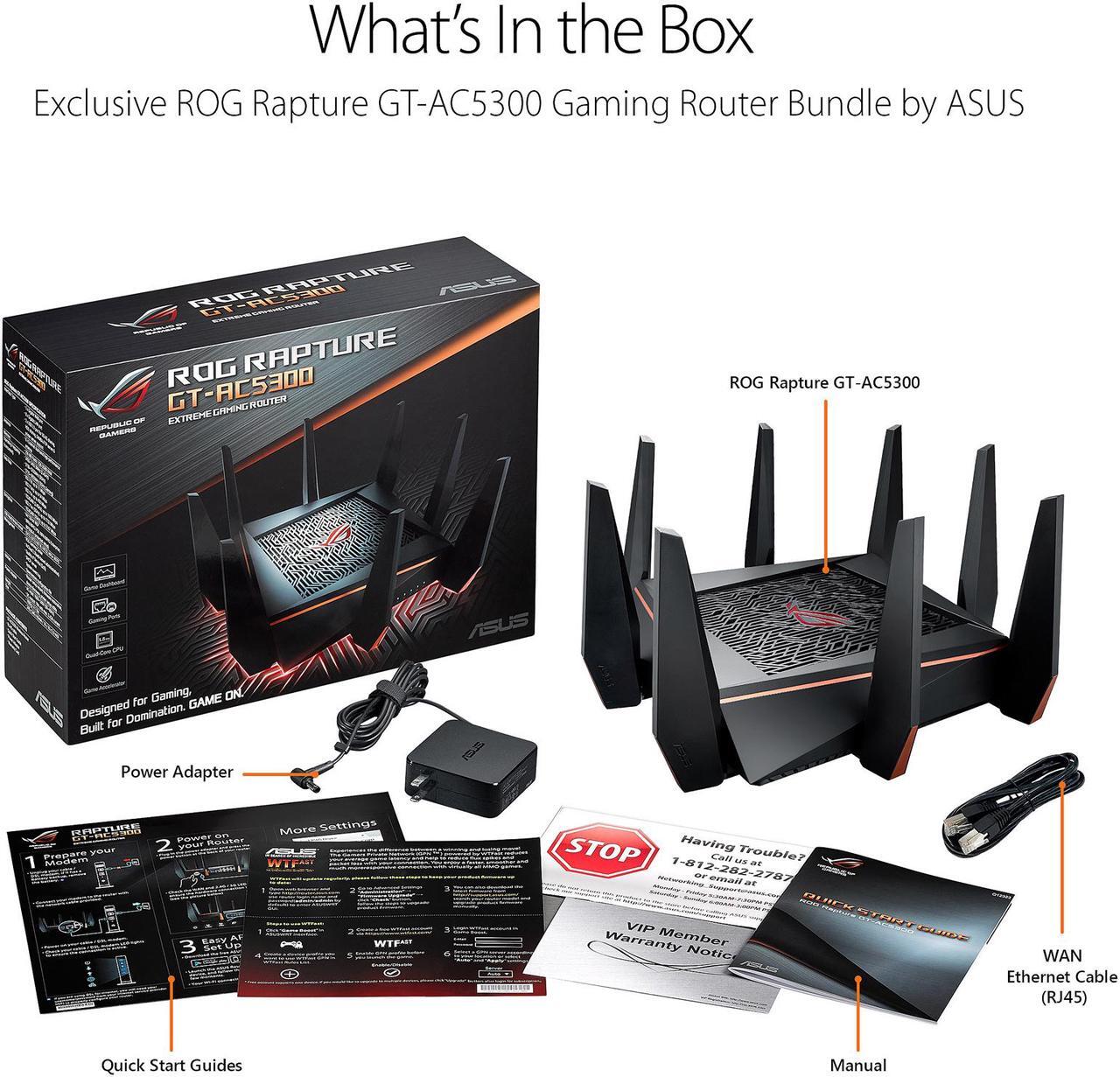 Alt view image 8 of 8 - ASUS Gaming Router Tri-band Wi-Fi (Up to 5334 Mbps) for VR & 4K Streaming, 1.8GHz Quad-Core Processor, Gaming Port, Whole Home Mesh System, & AiProtection Network with 8xGigabit LAN Ports (GT-AC5300)