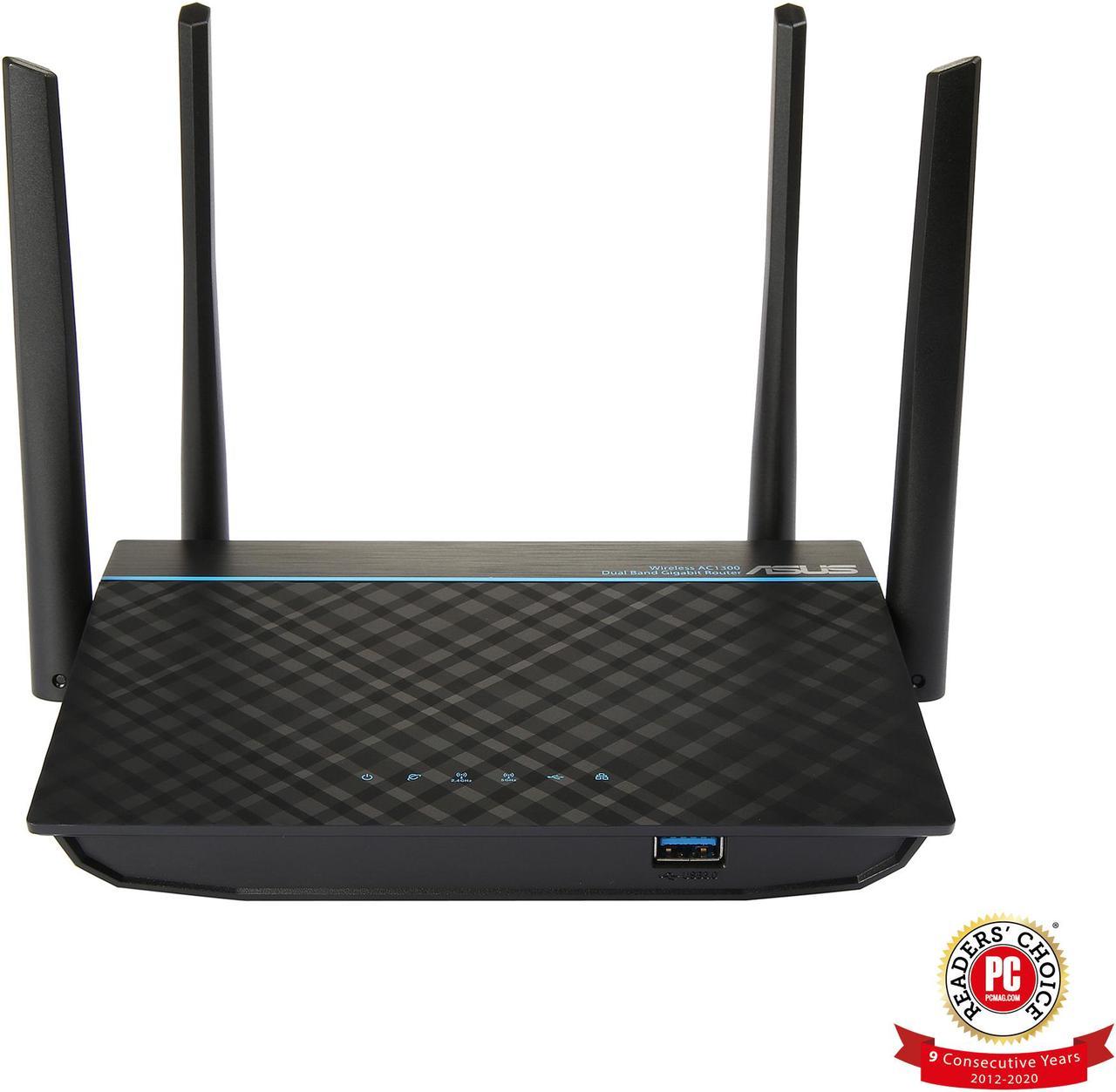 ASUS RT-ACRH13 AC1300 Dual-band WiFi 4-port Gigabit Router, MU-MIMO, USB 3.0