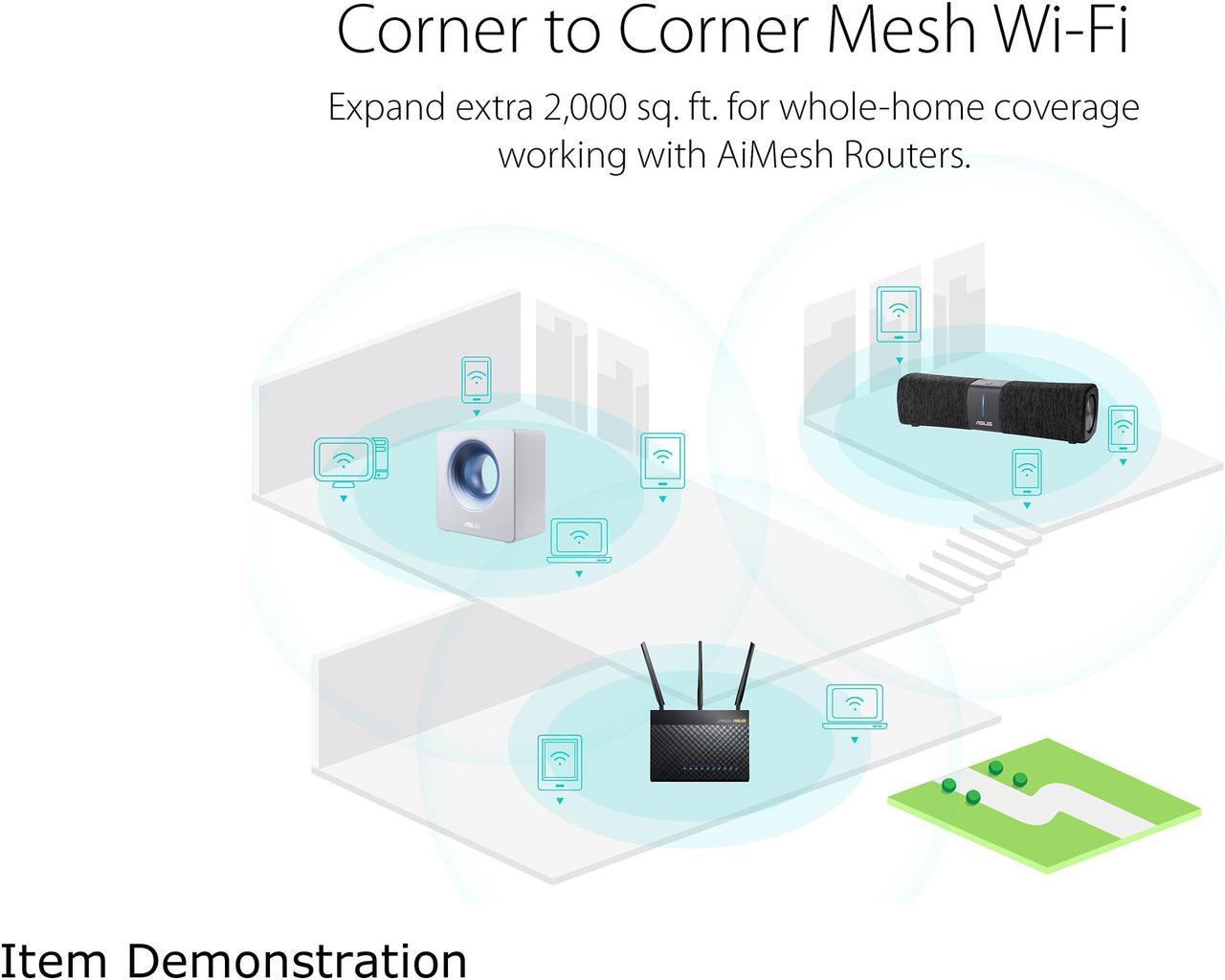 Alt view image 4 of 10 - ASUS Lyra Voice Home Mesh WiFi System AC2200, Tri-Band, AiProtection Security by Trend Micro, Parental Control, Amazon Alexa Built-in, Bluetooth, Two 8W Stereo Speakers