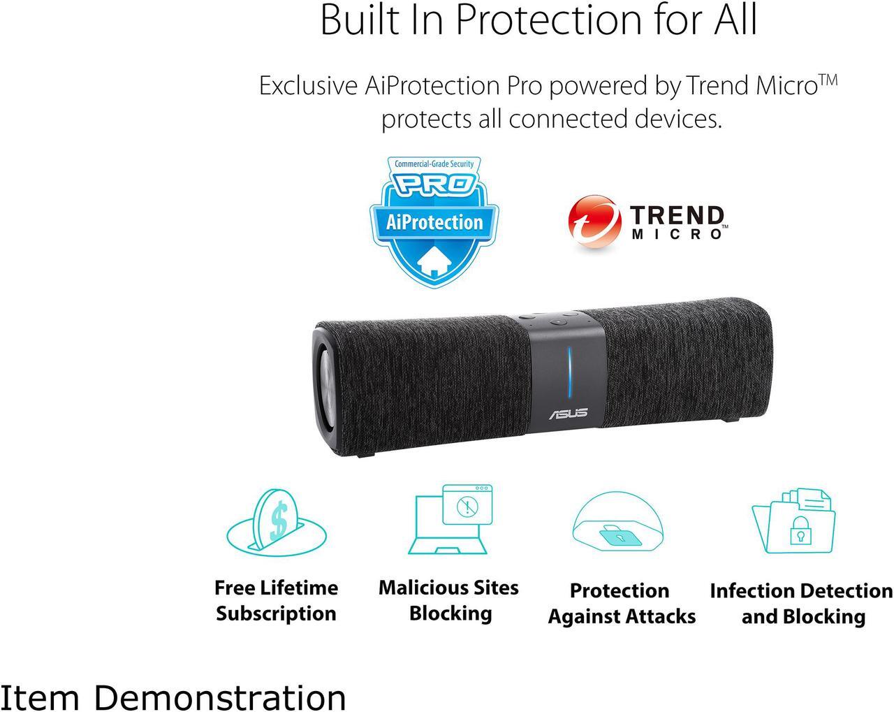 Alt view image 7 of 10 - ASUS Lyra Voice Home Mesh WiFi System AC2200, Tri-Band, AiProtection Security by Trend Micro, Parental Control, Amazon Alexa Built-in, Bluetooth, Two 8W Stereo Speakers