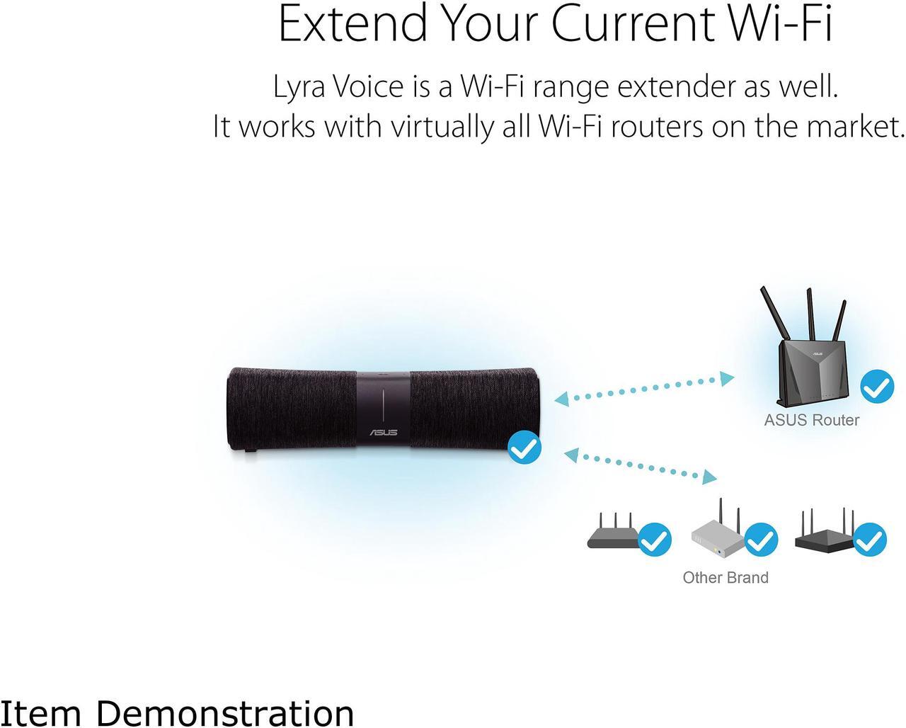 Alt view image 8 of 10 - ASUS Lyra Voice Home Mesh WiFi System AC2200, Tri-Band, AiProtection Security by Trend Micro, Parental Control, Amazon Alexa Built-in, Bluetooth, Two 8W Stereo Speakers