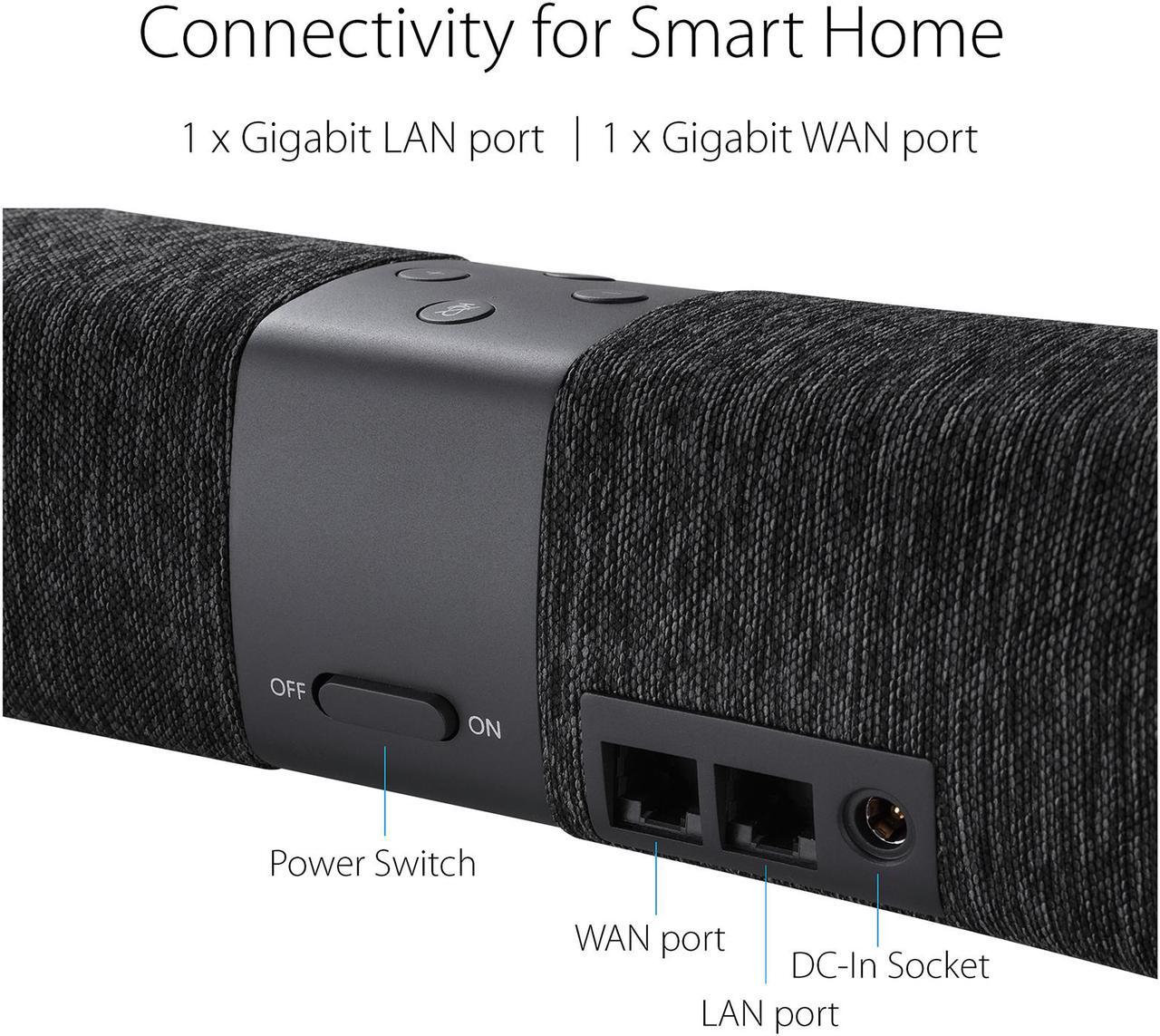 Alt view image 3 of 10 - ASUS Lyra Voice Home Mesh WiFi System AC2200, Tri-Band, AiProtection Security by Trend Micro, Parental Control, Amazon Alexa Built-in, Bluetooth, Two 8W Stereo Speakers