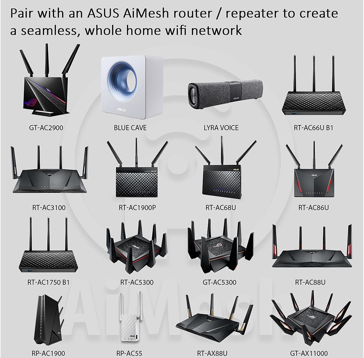 Alt view image 9 of 10 - ASUS Lyra Voice Home Mesh WiFi System AC2200, Tri-Band, AiProtection Security by Trend Micro, Parental Control, Amazon Alexa Built-in, Bluetooth, Two 8W Stereo Speakers