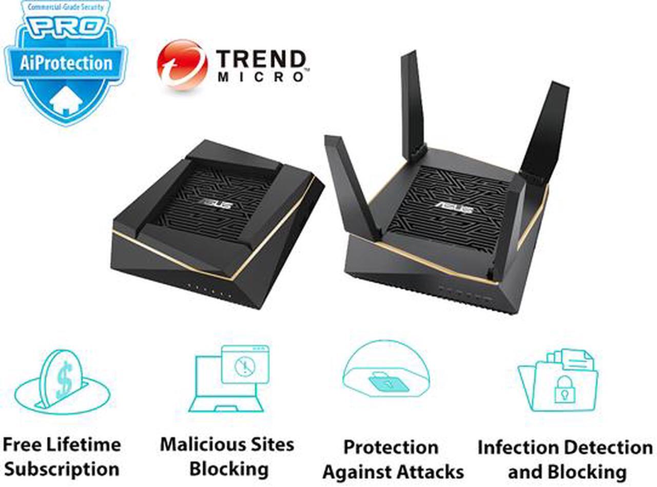 Alt view image 6 of 14 - ASUS RT-AX92U (2 Pack) AX6100 Tri-Band Wi-Fi 6 Gaming Mesh Router with 802.11Ax, Lifetime AiProtection Security by Trend Micro, AiMesh Compatible, Adaptive QoS & Parental Control