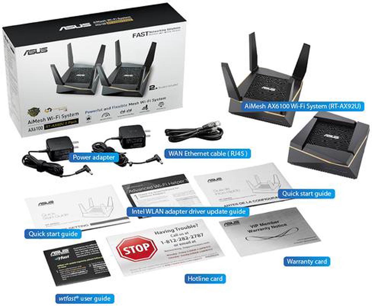 Alt view image 10 of 14 - ASUS RT-AX92U (2 Pack) AX6100 Tri-Band Wi-Fi 6 Gaming Mesh Router with 802.11Ax, Lifetime AiProtection Security by Trend Micro, AiMesh Compatible, Adaptive QoS & Parental Control